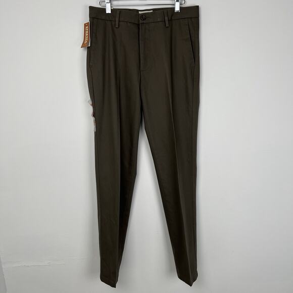 NWT Dockers Men's 30x32 TAN Flat Front Slim Tapered Fit Signature Khaki Pants - Picture 1 of 11